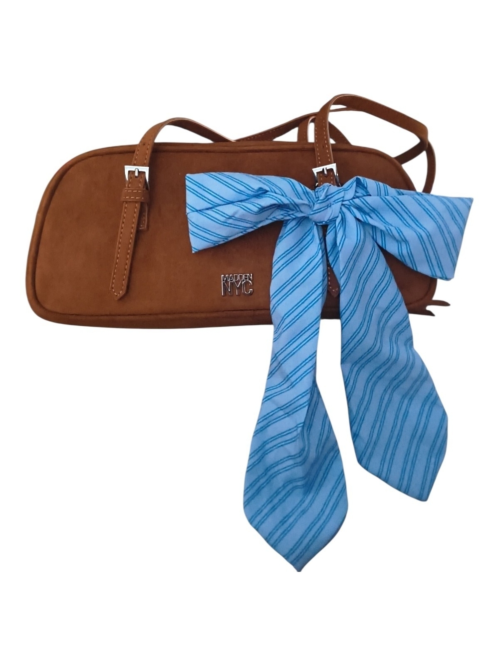 BROWN Shoulder Bag with Blue Bow Accent - KORS NYC